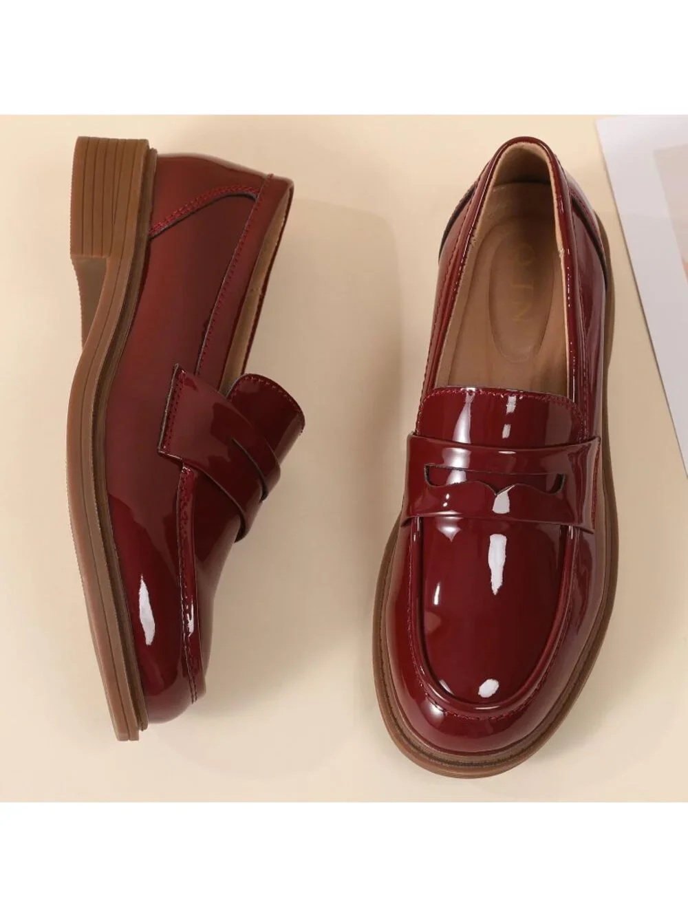 🆕Women's Red Loafers Black Penny Loafer Business Casual Flats Comfortable
